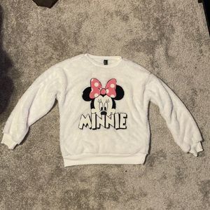 Minnie Mouse Women’s Soft White Fluffy Pullover Sweater